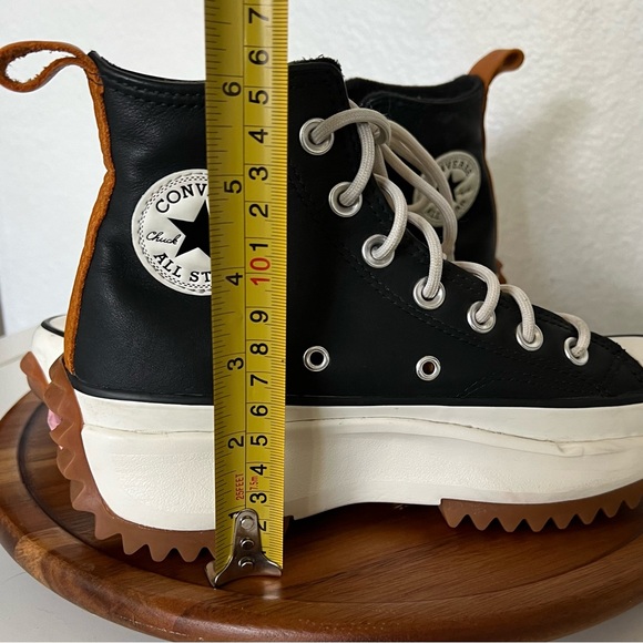 Womens 6 Converse Run Star Hike High Black Saffron Yellow Leather Shoe 568649C - Picture 2 of 15